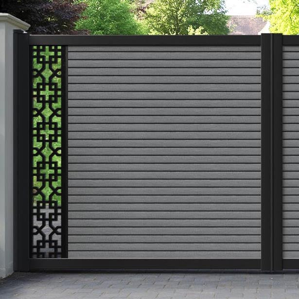 Hudson Zaria Straight Top Driveway Gate - Mid Grey - End Screen
