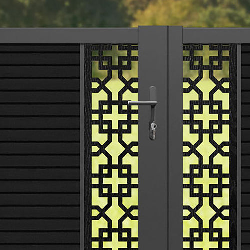 Hudson Zaria Straight Top Driveway Gate - Black - Middle Screen