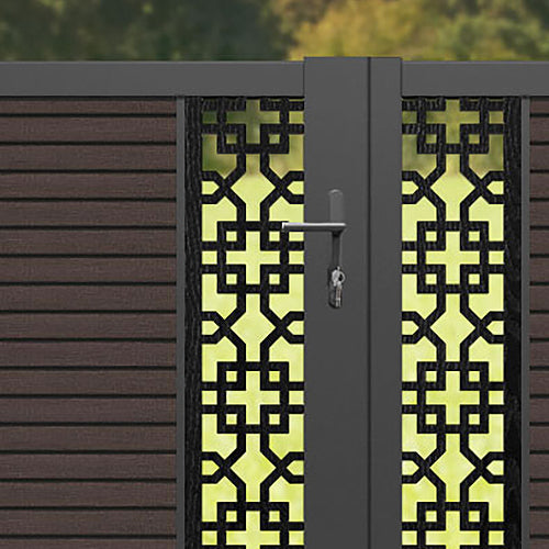 Hudson Zaria Straight Top Driveway Gate - Mid Brown - Middle Screen
