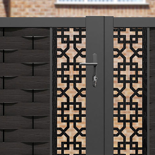 Ripple Zaria Straight Top Driveway Gate - Dark Oak - Middle & End Screen
