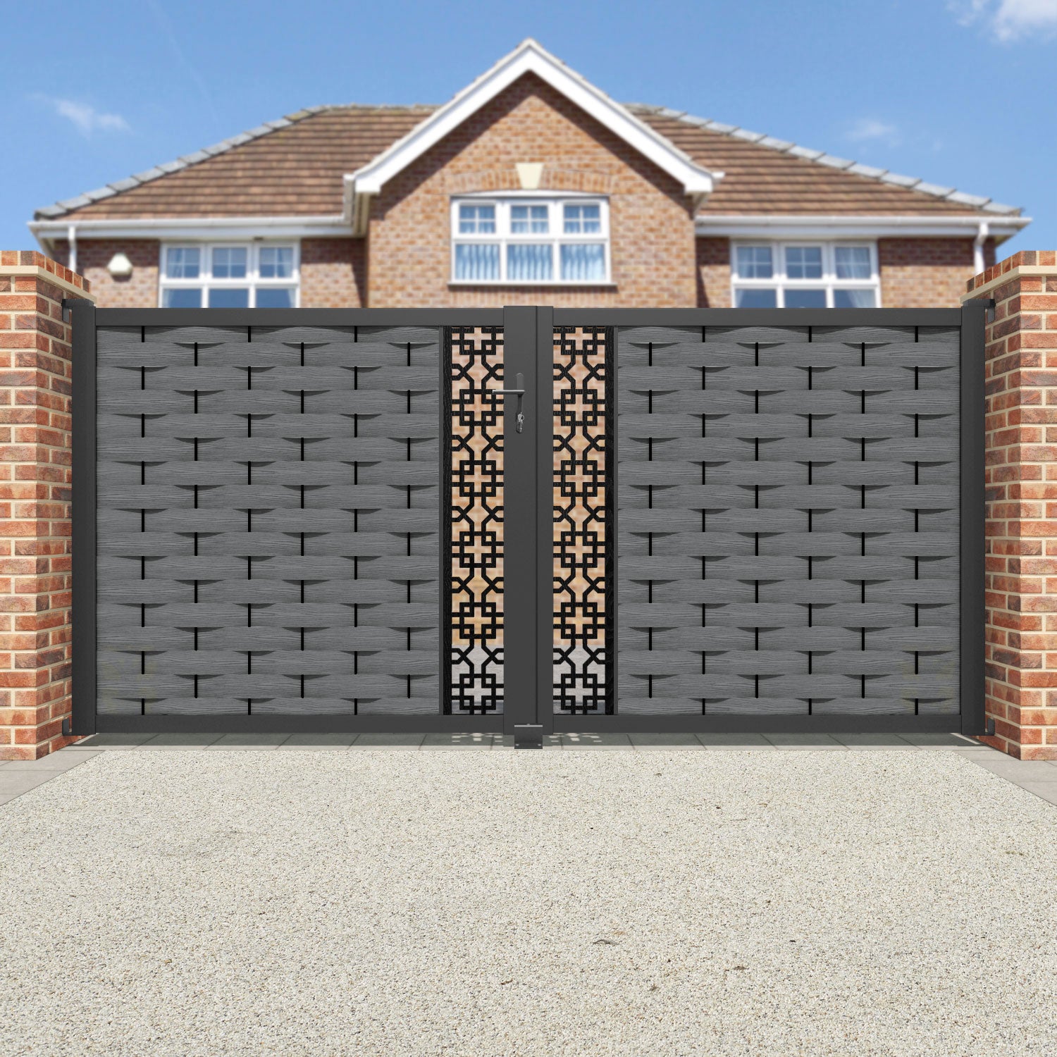 Ripple Zaria Straight Top Driveway Gate - Mid Grey - Middle Screen
