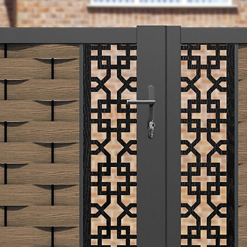 Ripple Zaria Straight Top Driveway Gate - Teak - Middle Screen