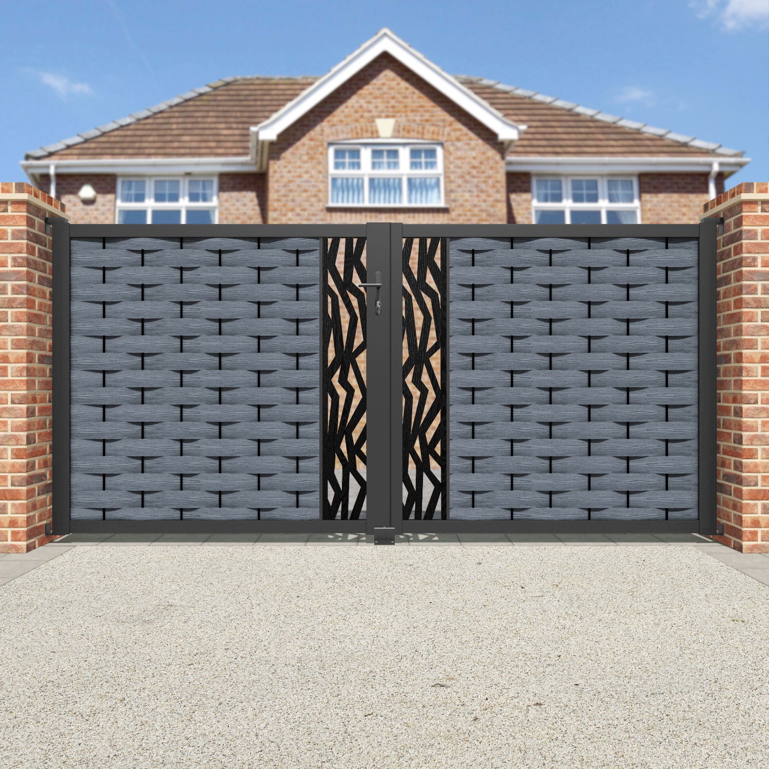 Ripple Zenith Straight Top Driveway Gate - Anthracite - Middle Screen