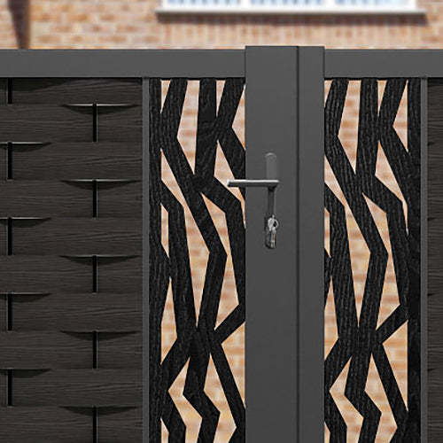 Ripple Zenith Straight Top Driveway Gate - Dark Oak - Middle & End Screen