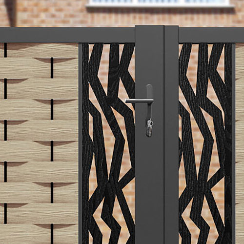 Ripple Zenith Straight Top Driveway Gate - Light Oak - Middle Screen