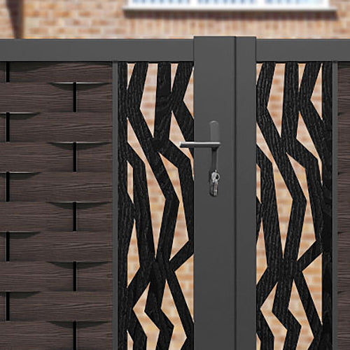 Ripple Zenith Straight Top Driveway Gate - Mid Brown - Middle & End Screen