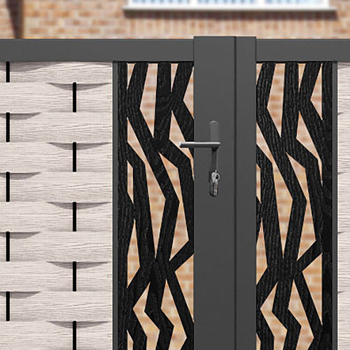 Ripple Zenith Straight Top Driveway Gate - Mid Stone - Middle & End Screen