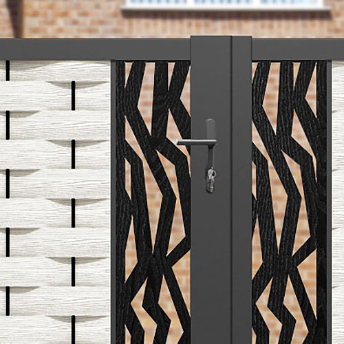 Ripple Zenith Straight Top Driveway Gate - Light Stone - Middle & End Screen