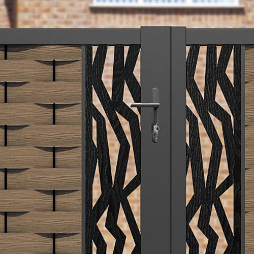 Ripple Zenith Straight Top Driveway Gate - Teak - Middle Screen