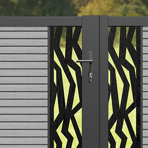 Hudson Zenith Straight Top Driveway Gate - Light Grey - Middle & End Screen