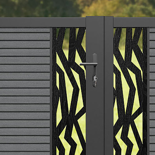 Hudson Zenith Straight Top Driveway Gate - Mid Grey - Middle & End Screen