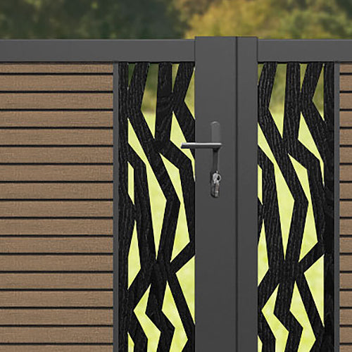 Hudson Zenith Straight Top Driveway Gate - Teak - Middle Screen