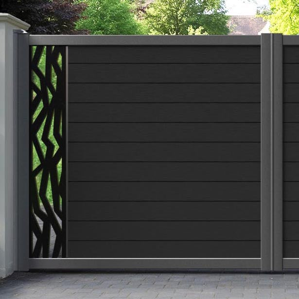 Fusion Zenith Straight Top Driveway Gate - Black - End Screen