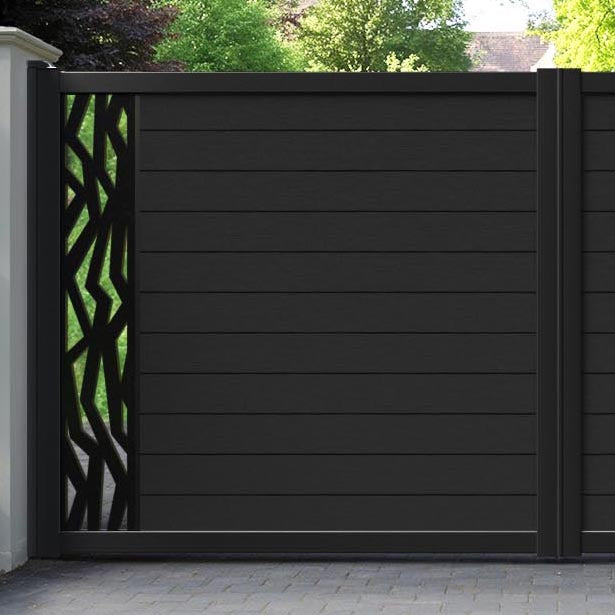 Fusion Zenith Straight Top Driveway Gate - Black - End Screen