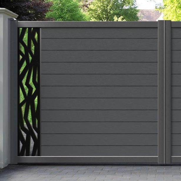 Fusion Zenith Straight Top Driveway Gate - Dark Grey - End Screen