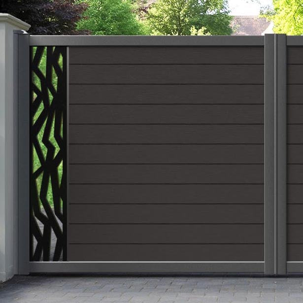 Fusion Zenith Straight Top Driveway Gate - Dark Oak - End Screen