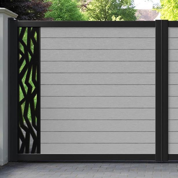 Fusion Zenith Straight Top Driveway Gate - Light Grey - End Screen