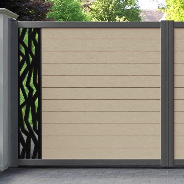 Fusion Zenith Straight Top Driveway Gate - Light Oak - End Screen