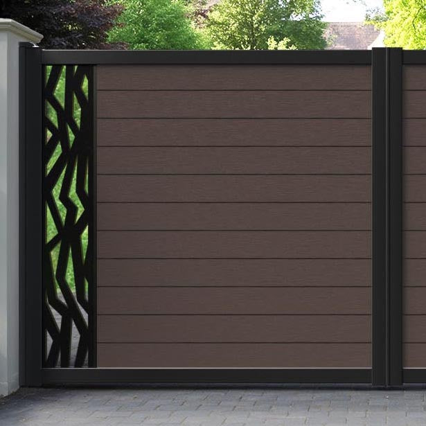 Fusion Zenith Straight Top Driveway Gate - Mid Brown - End Screen