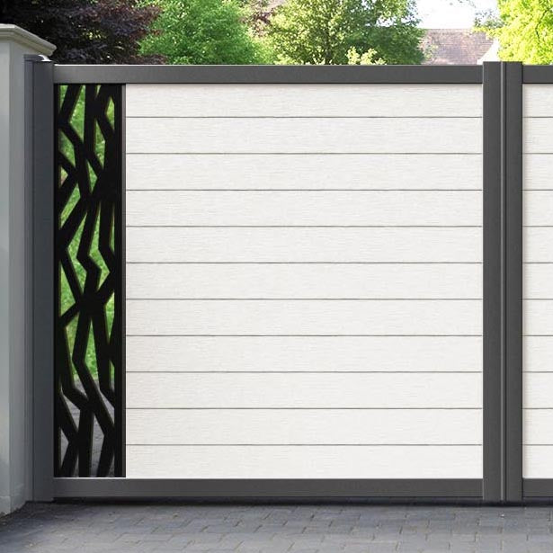 Fusion Zenith Straight Top Driveway Gate - Light Stone - End Screen