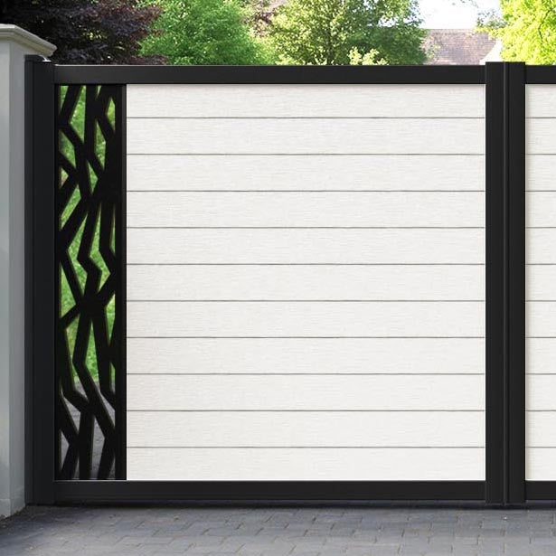 Fusion Zenith Straight Top Driveway Gate - Light Stone - End Screen
