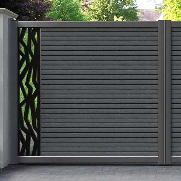 Hudson Zenith Straight Top Driveway Gate - Dark Grey - End Screen