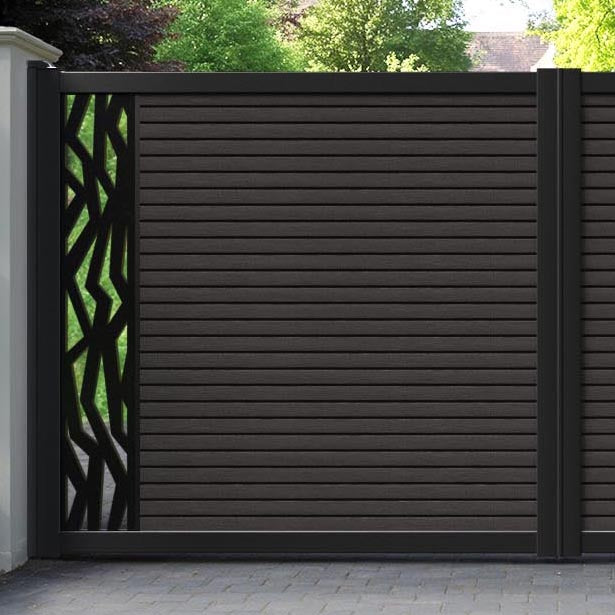 Hudson Zenith Straight Top Driveway Gate - Dark Oak - End Screen