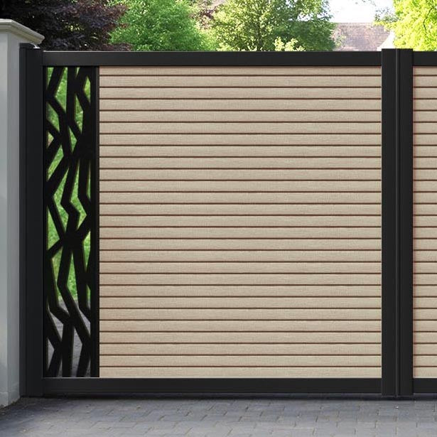 Hudson Zenith Straight Top Driveway Gate - Light Oak- End Screen