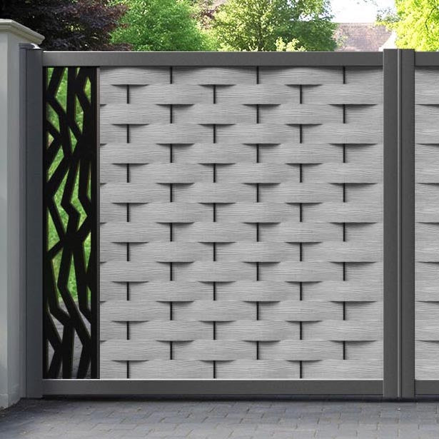 Ripple Zenith Straight Top Driveway Gate - Light Grey - End Screen