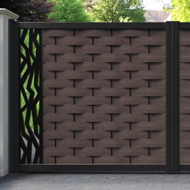 Ripple Zenith Straight Top Driveway Gate - Mid Brown - End Screen