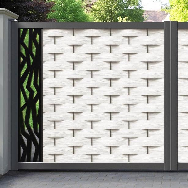 Ripple Zenith Straight Top Driveway Gate - Light Stone - End Screen