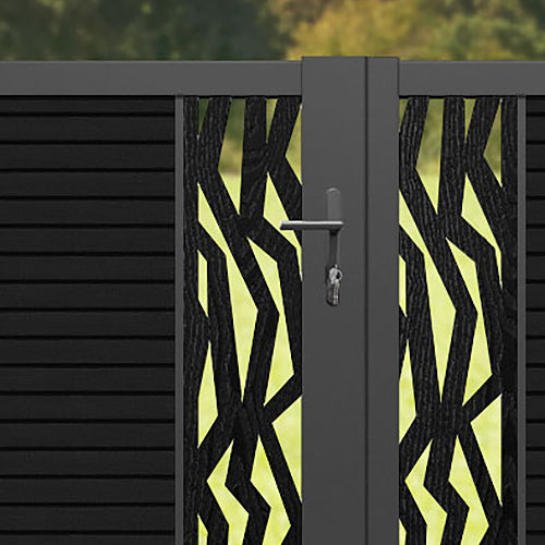 Hudson Zenith Straight Top Driveway Gate - Black - Middle & End Screen