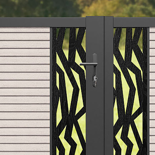 Hudson Zenith Straight Top Driveway Gate - Mid Stone - Middle & End Screen