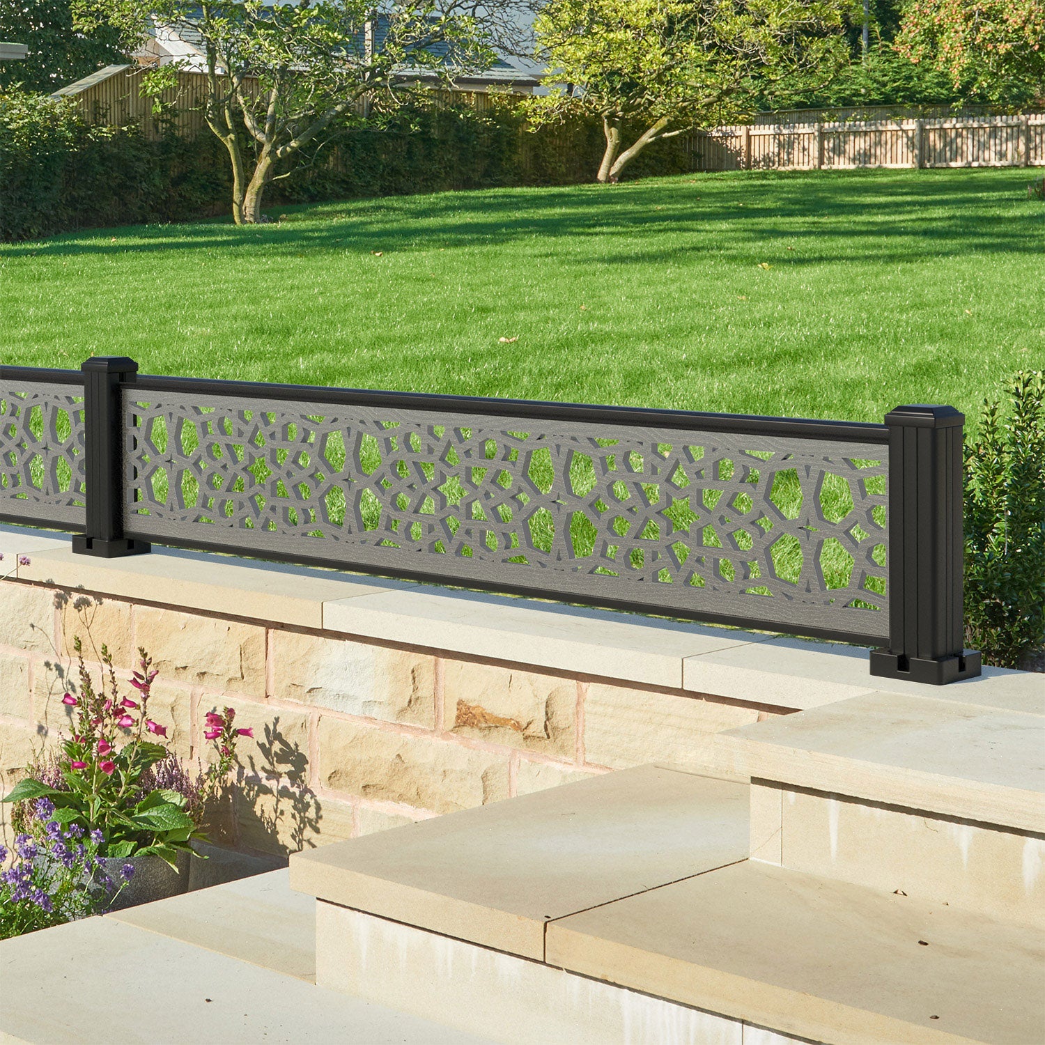 Nazira Decorative Fence - 180x30cm - with our aluminium posts