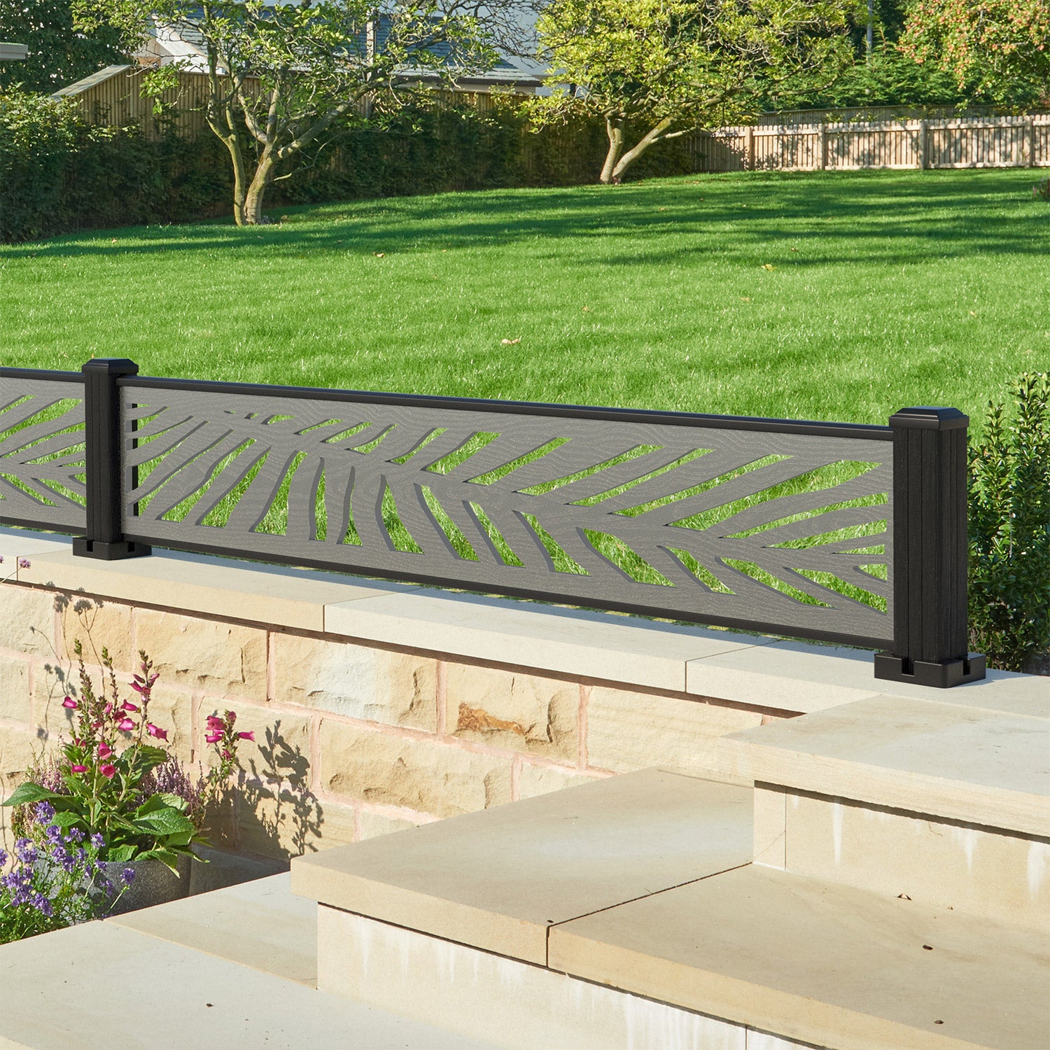 Palm Decorative Fence - 180x30cm - with our composite posts