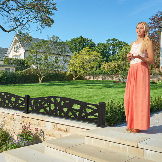 Prism Decorative Fence - 180x40cm Curved Top - with our aluminium posts