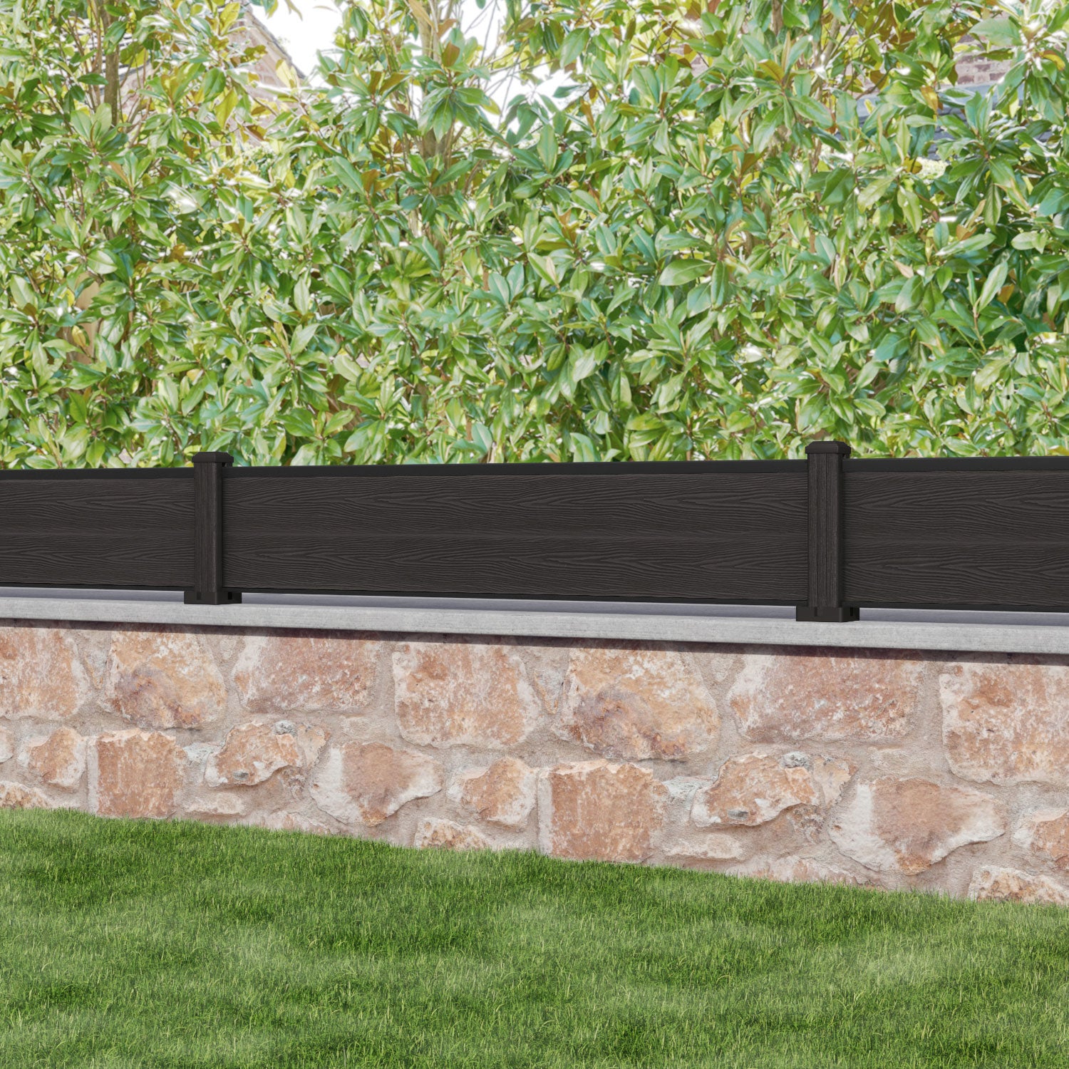 Classic Fence Panel - Dark Oak - with our composite posts