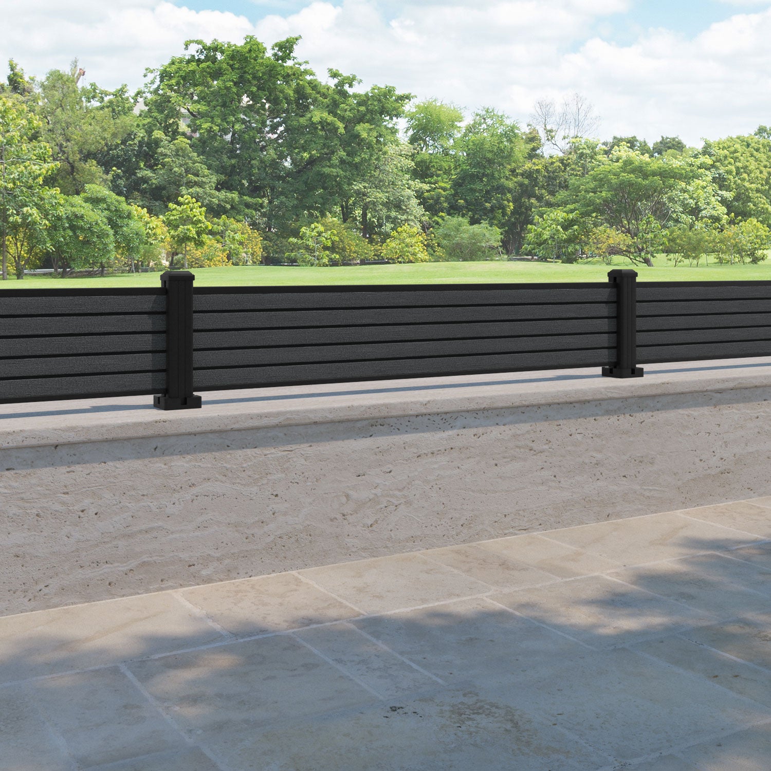 Hudson Fence Panel - Dark grey - with our aluminium posts