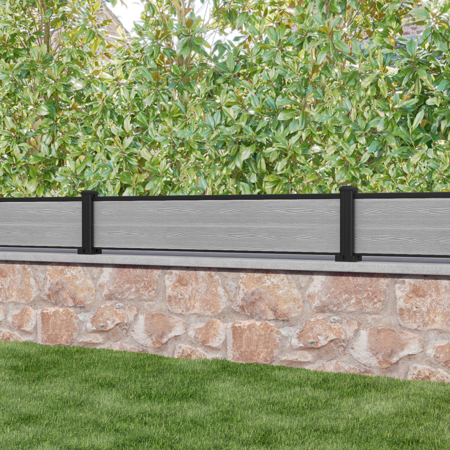 Classic Fence Panel - Light Grey - with our aluminium posts