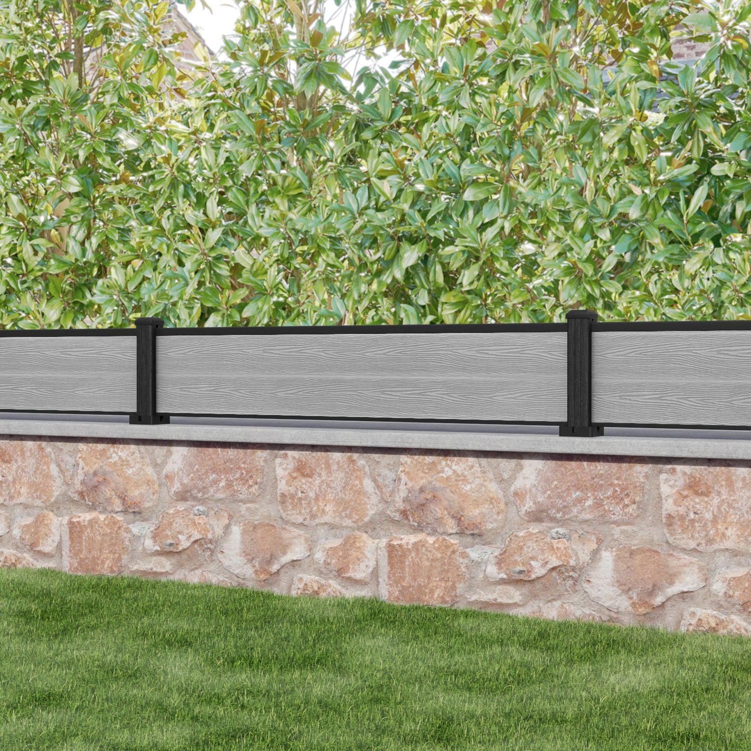 Classic Fence Panel - Light Grey - with our composite posts