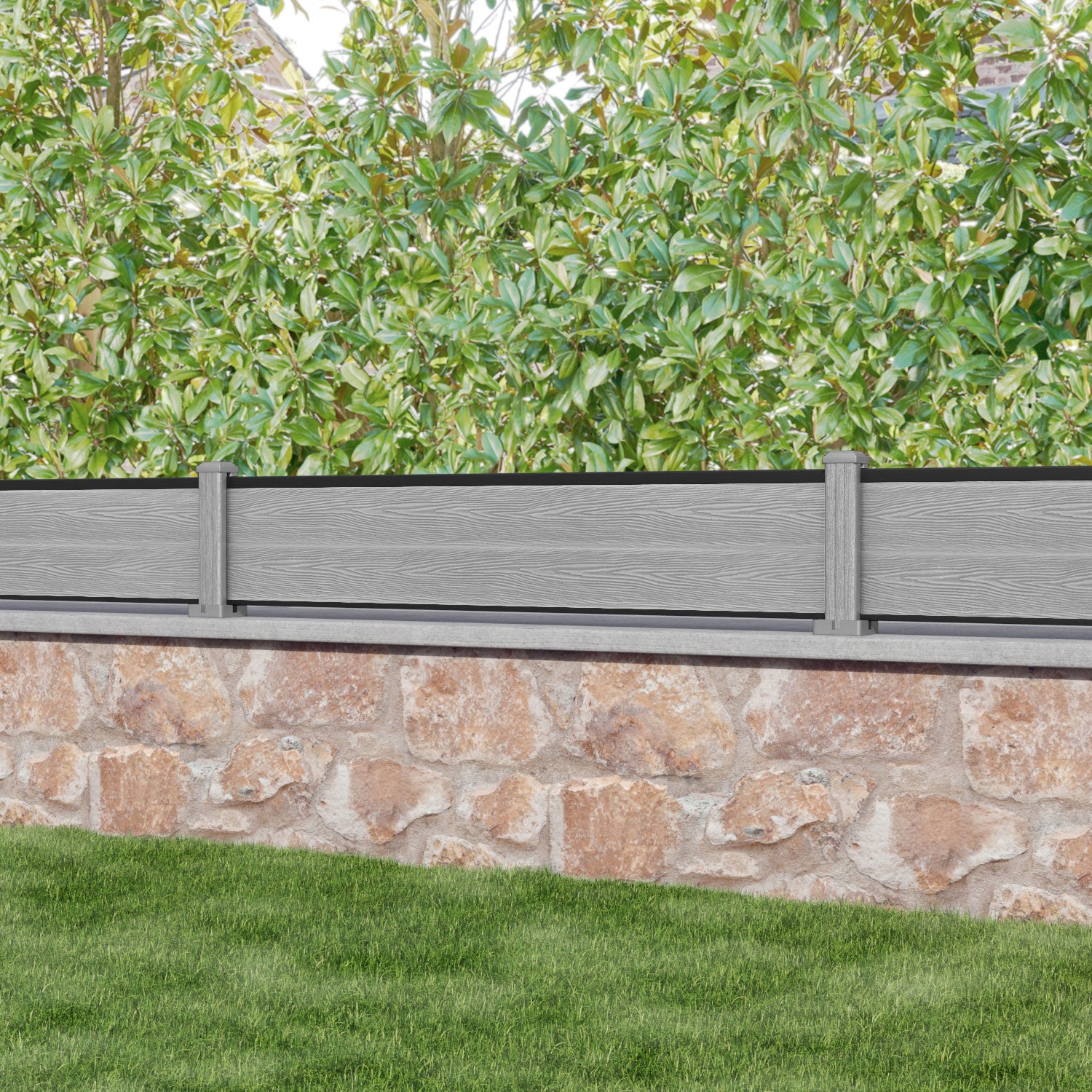 Classic Fence Panel - Light Grey - with our composite posts