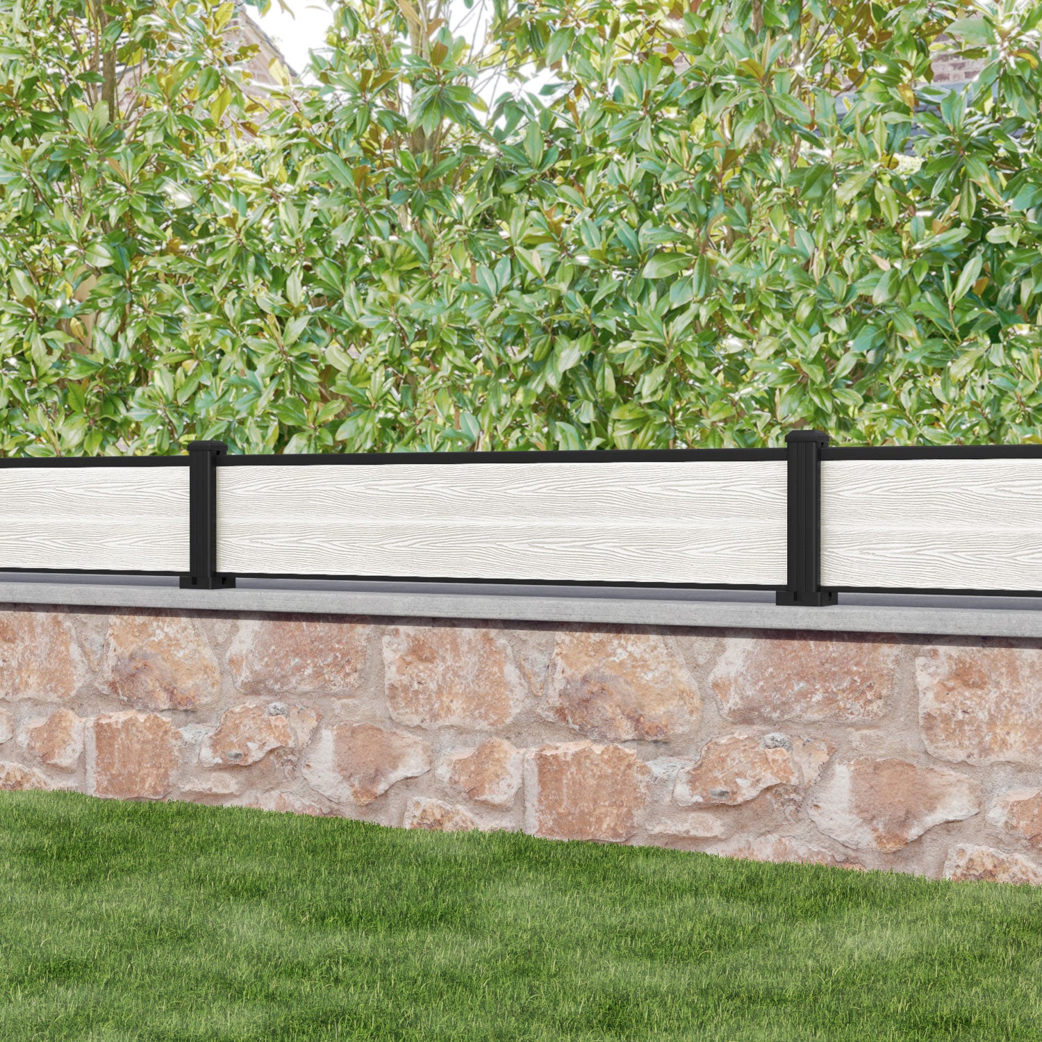 Classic Fence Panel - Light Stone - with our aluminium posts
