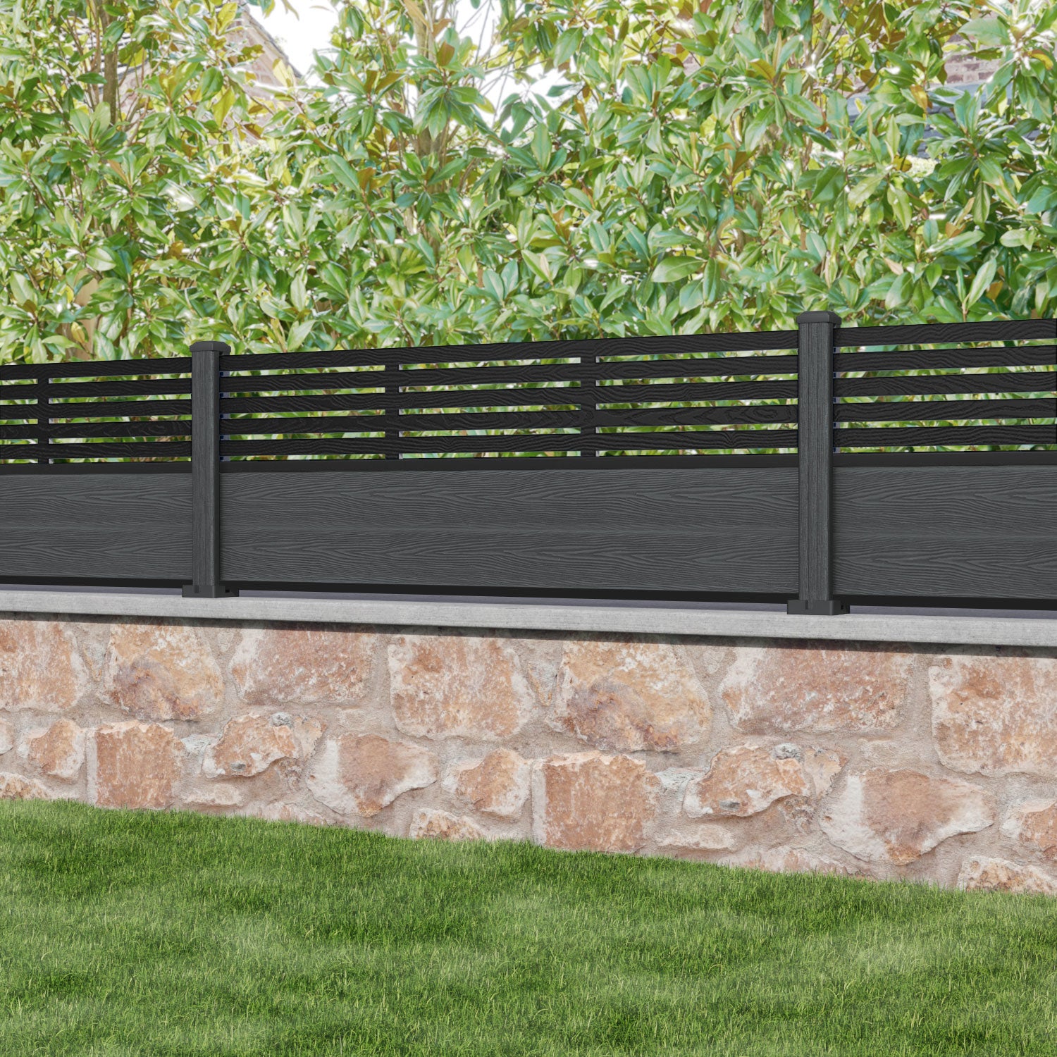 Classic Aspen Fence Panel - Dark Grey - with our composite posts