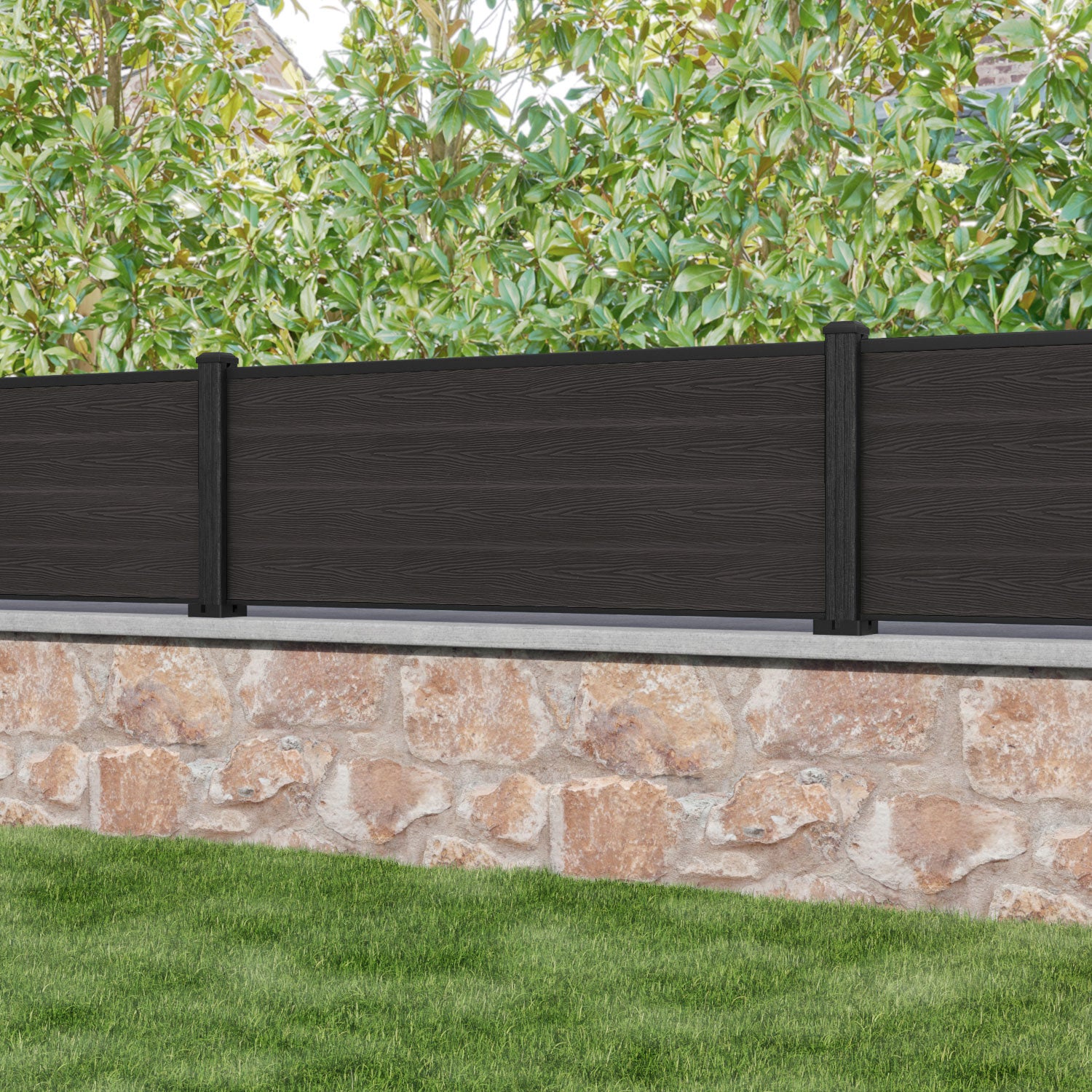 Classic Fence Panel - Dark Oak - with our composite posts