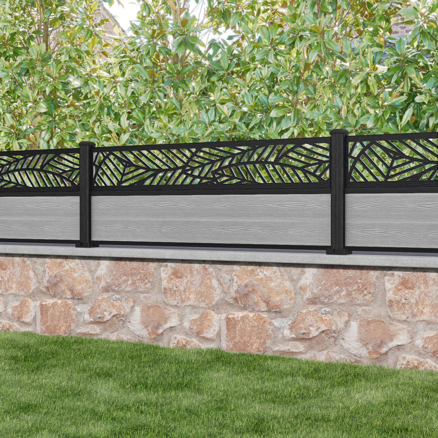 Classic Habitat Fence Panel - Light Grey - with our composite posts