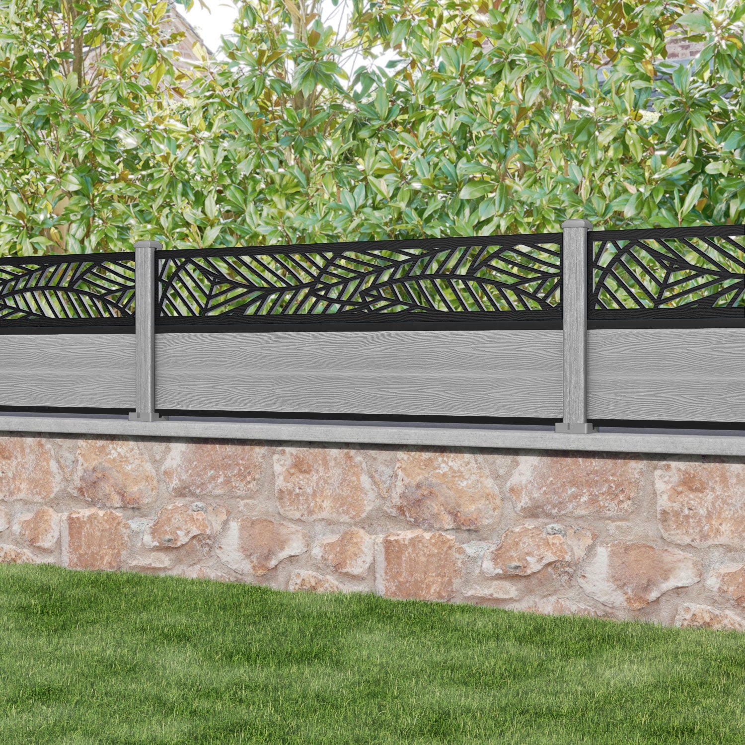Classic Habitat Fence Panel - Light Grey - with our composite posts