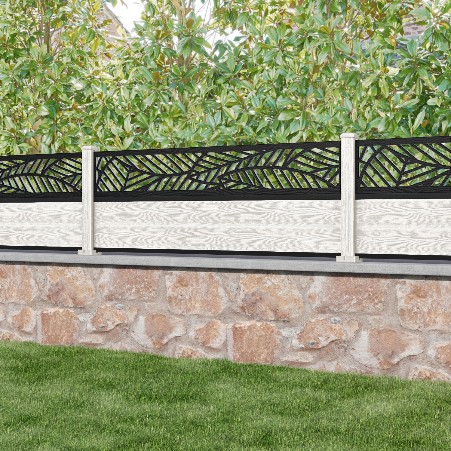 Classic Habitat Fence Panel - Light Stone - with our composite posts