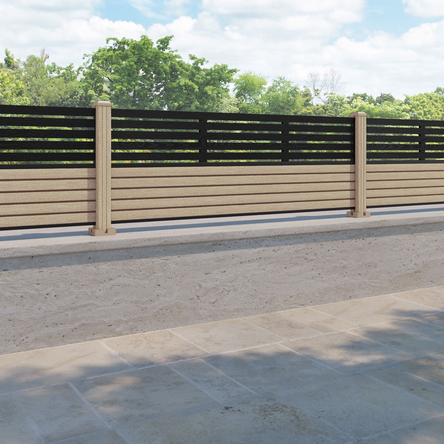 Hudson Aspen Fence Panel - Light Oak - with our composite posts