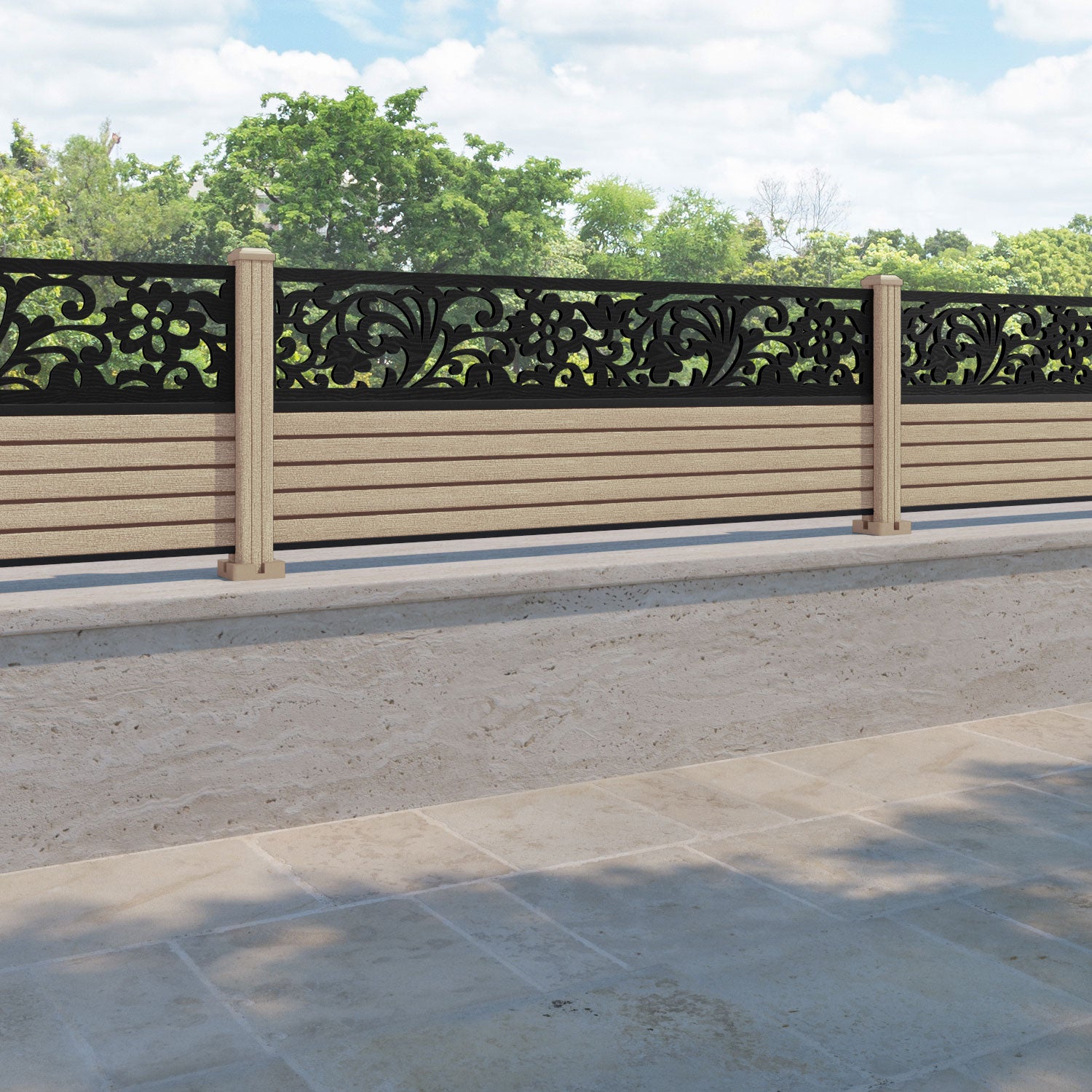 Hudson Eden Fence Panel - Light Oak - with our composite posts