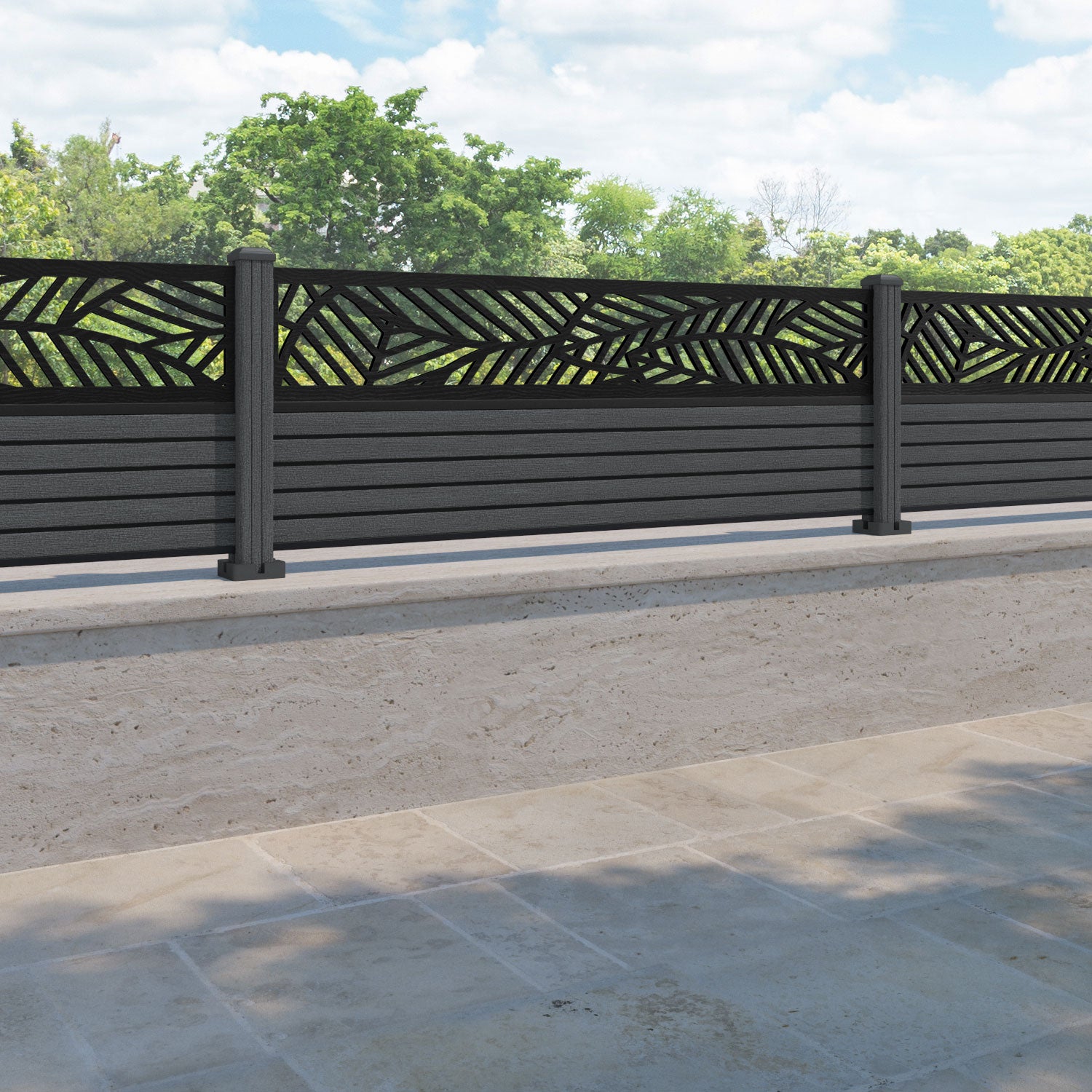 Hudson Habitat Fence Panel - Dark Grey - with our composite posts